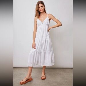 Rails Avril Linen Dress White‎ Lace Detail Retail White Size: XXS